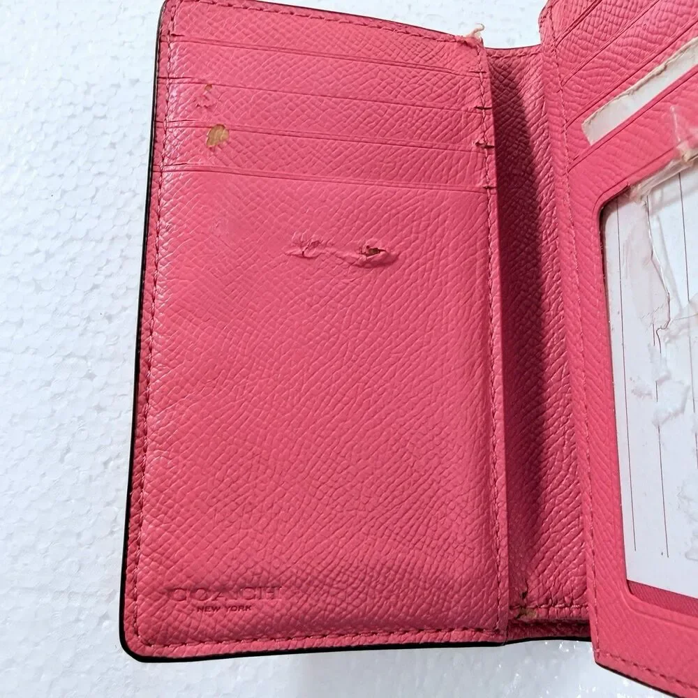 Coach Medium Corner Zip Women's Wallet Pink Red Beige